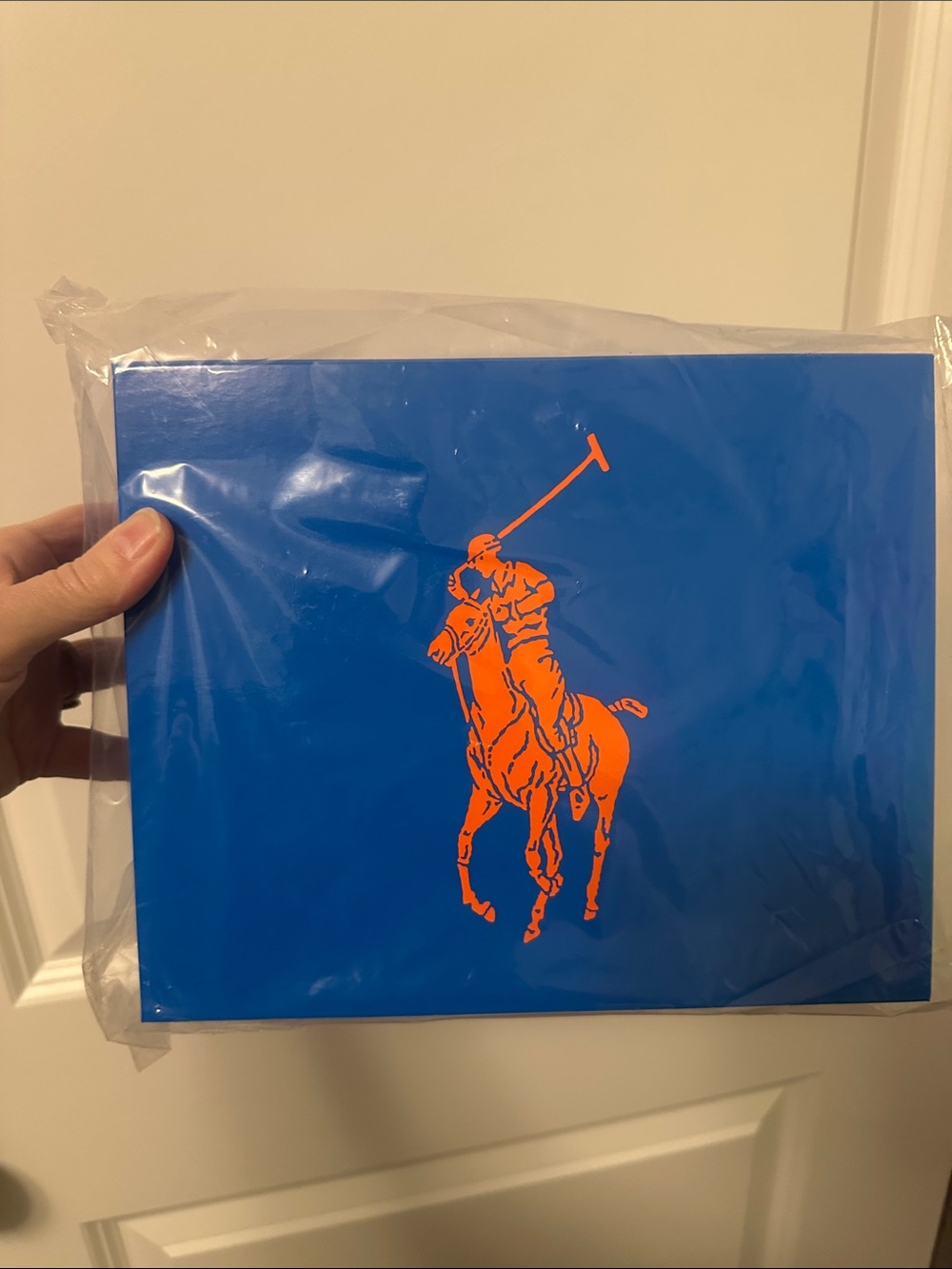 Ralph Lauren storage box 📦 Royal Blue Canvas with Orange Polo Player